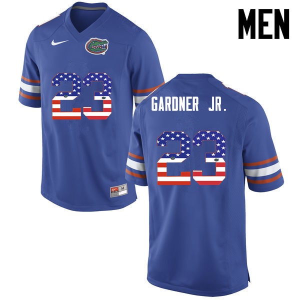 Florida Gators Men #23 Chauncey Gardner Jr. College Football USA Flag Fashion Blue